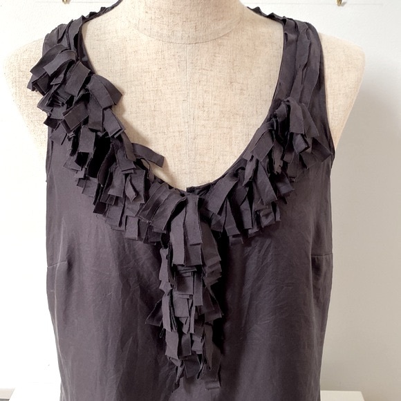 JCREW Silk Top with Fringe Neck Details - Picture 2 of 6